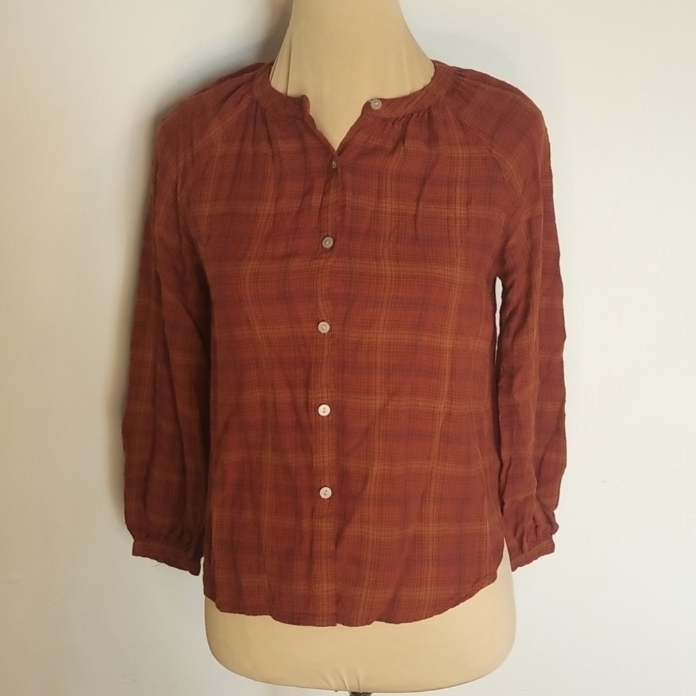 Universal Thread Plaid Blouse Button Down Long Sleeve Small